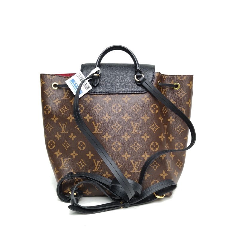 LOUIS VUITTON Montsouris字母Logo掛飾雙肩包小號黑色PVC晶片-2