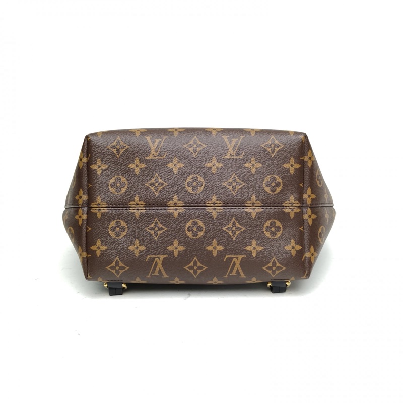LOUIS VUITTON Montsouris字母Logo掛飾雙肩包小號黑色PVC晶片-3