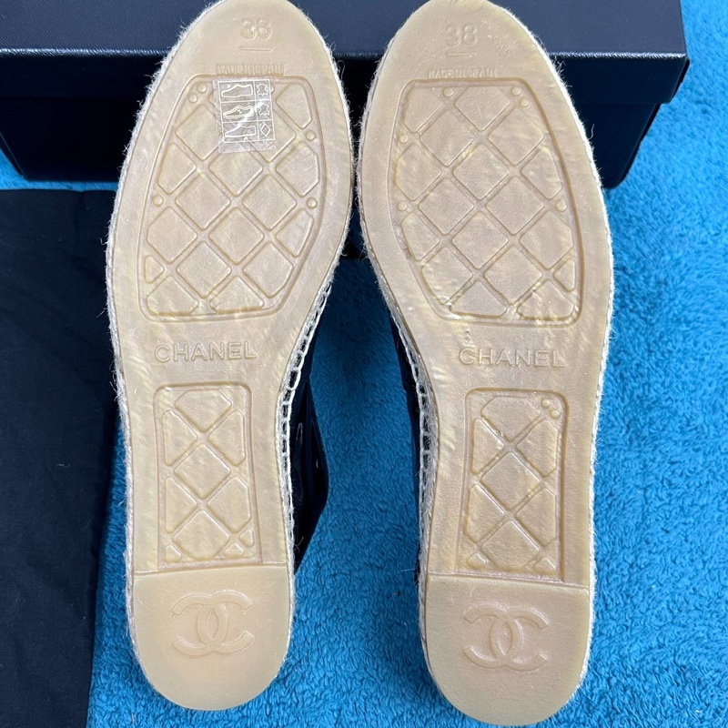 閒置未使用Chanel 漆皮漁夫鞋 黑色 尺碼：38碼 配件：塵袋+盒-4