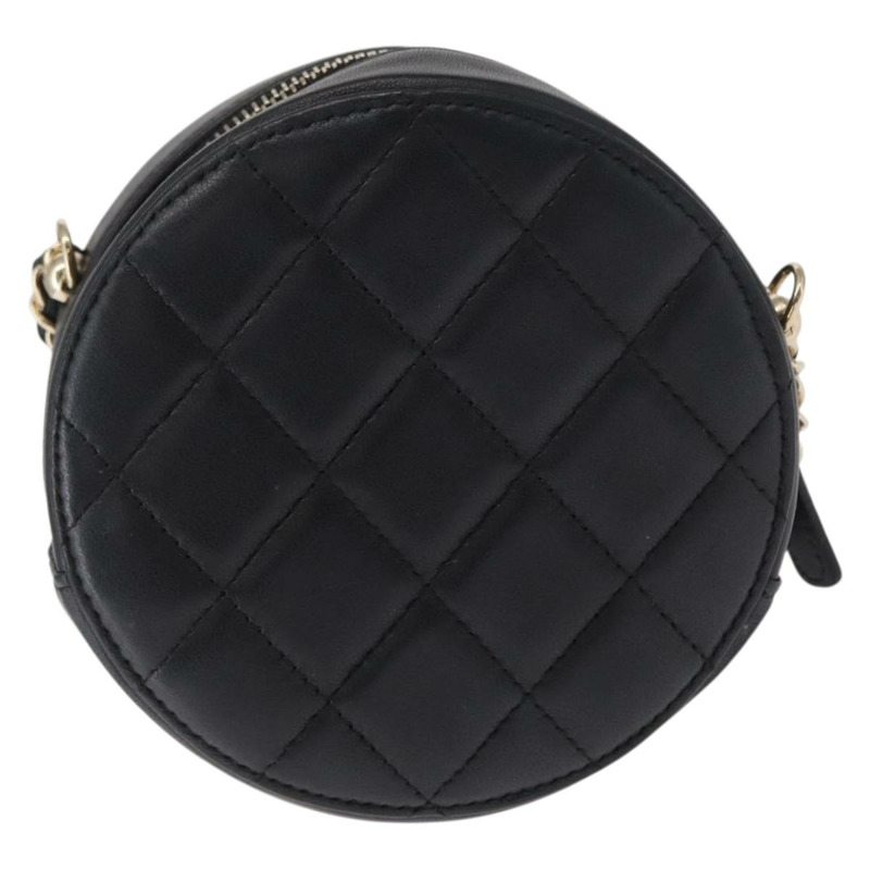 【日本直送】香奈兒 (CHANEL) 絎縫羊皮肩包 黑色 金色 CC 標誌 正品 ka1221SAV-1