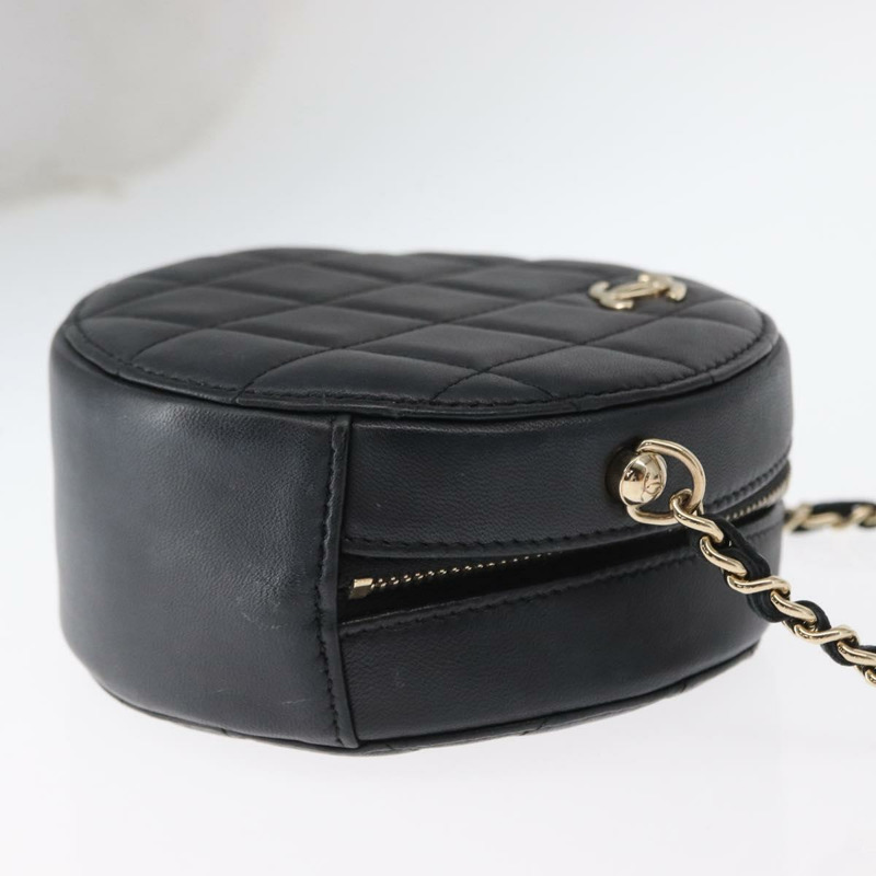 【日本直送】香奈兒 (CHANEL) 絎縫羊皮肩包 黑色 金色 CC 標誌 正品 ka1221SAV-2