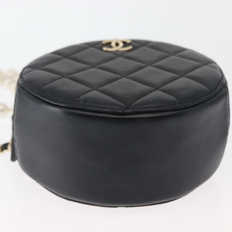 【日本直送】香奈兒 (CHANEL) 絎縫羊皮肩包 黑色 金色 CC 標誌 正品 ka1221SAV-4