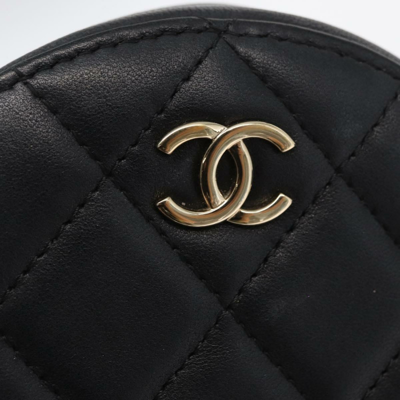 【日本直送】香奈兒 (CHANEL) 絎縫羊皮肩包 黑色 金色 CC 標誌 正品 ka1221SAV-17