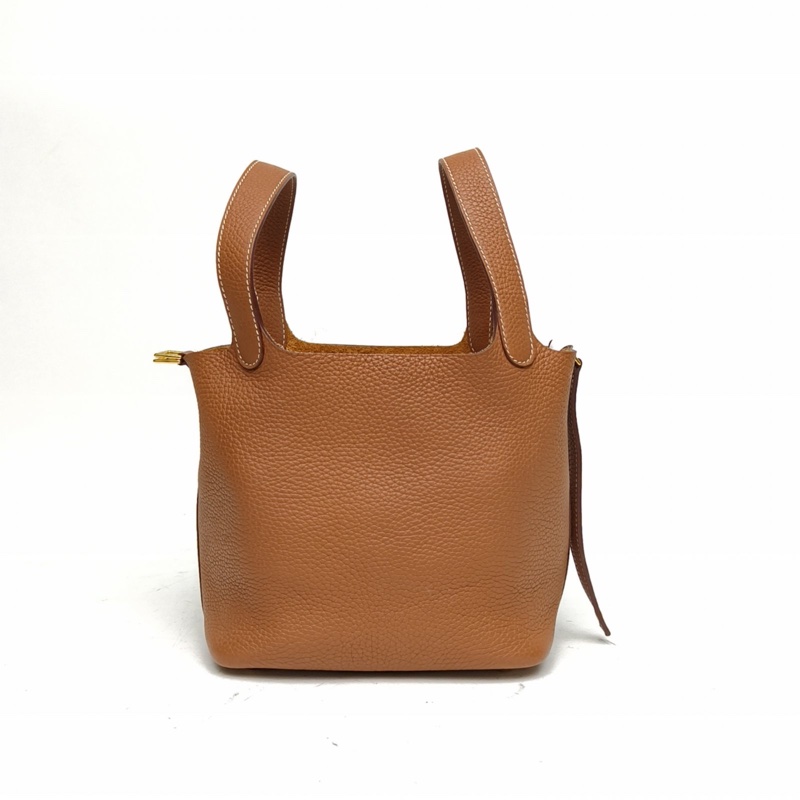 HERMES Picotin菜籃子18金棕色TC皮Y刻金扣-1