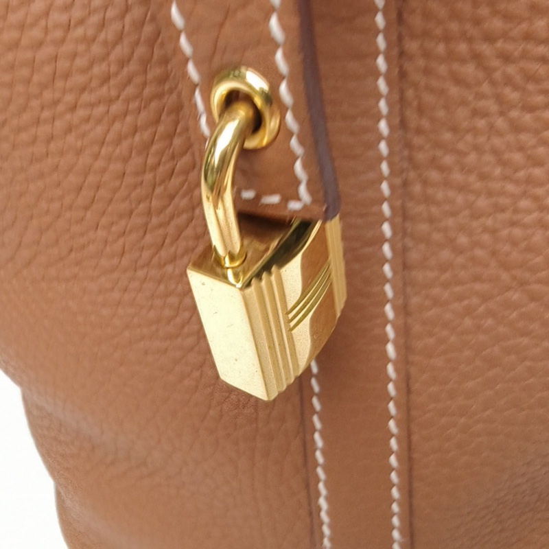HERMES Picotin菜籃子18金棕色TC皮Y刻金扣-4