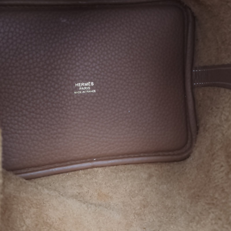 HERMES Picotin菜籃子18金棕色TC皮Y刻金扣-5