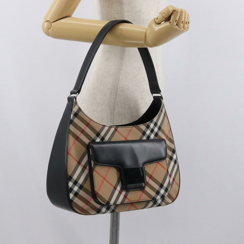 【日本直送】Burberrys Nova 格紋帆布單肩包 米色 銀色 正品 am10747V-21