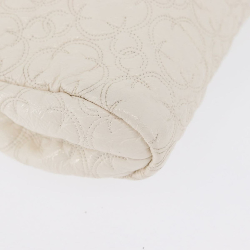 【日本直送】香奈兒 Icon 手拿包 漆皮 白色 金 CC 認證 172502A-7