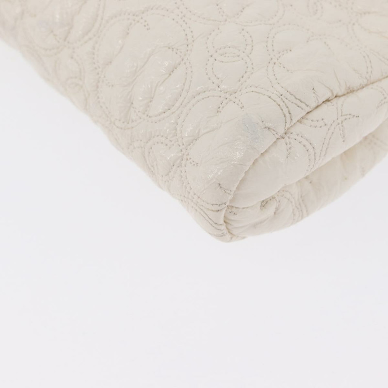 【日本直送】香奈兒 Icon 手拿包 漆皮 白色 金 CC 認證 172502A-13