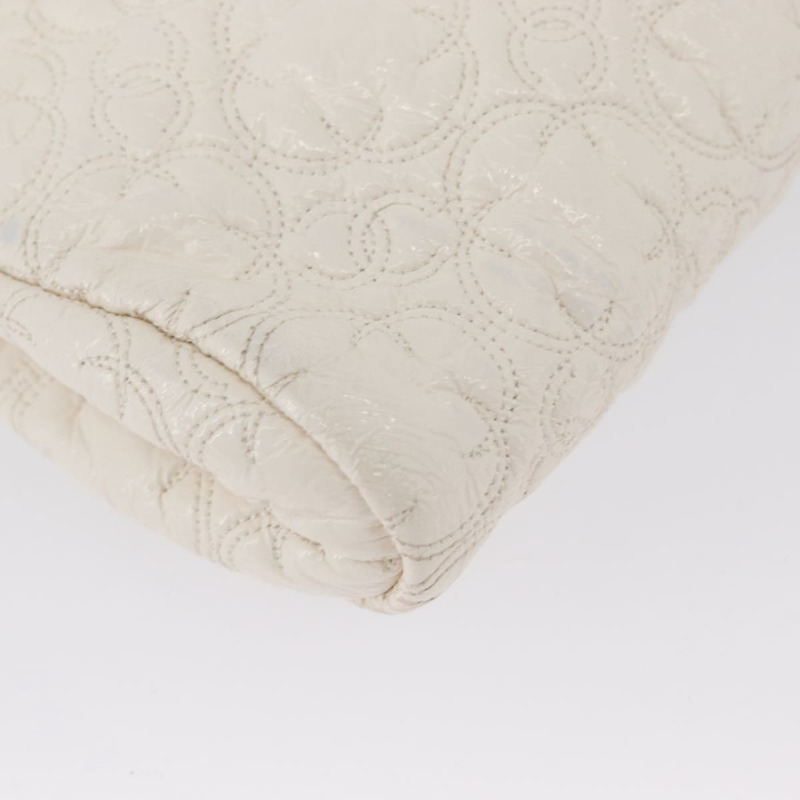 【日本直送】香奈兒 Icon 手拿包 漆皮 白色 金 CC 認證 172502A-14