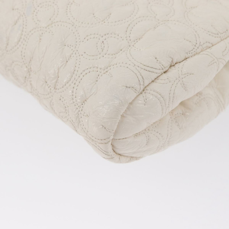 【日本直送】香奈兒 Icon 手拿包 漆皮 白色 金 CC 認證 172502A-15