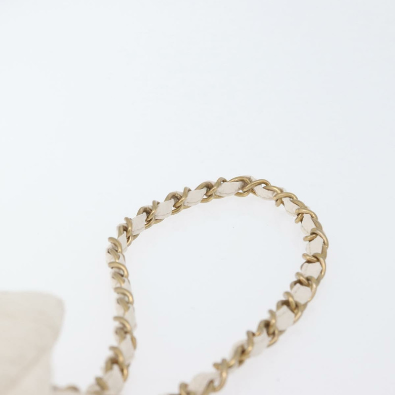 【日本直送】香奈兒 Icon 手拿包 漆皮 白色 金 CC 認證 172502A-17