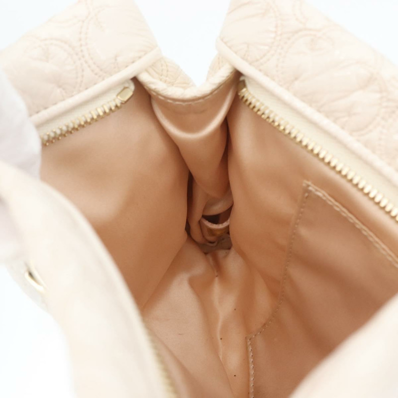 【日本直送】香奈兒 Icon 手拿包 漆皮 白色 金 CC 認證 172502A-21