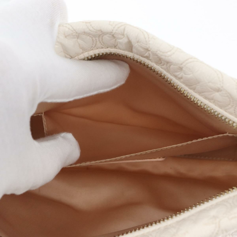 【日本直送】香奈兒 Icon 手拿包 漆皮 白色 金 CC 認證 172502A-22