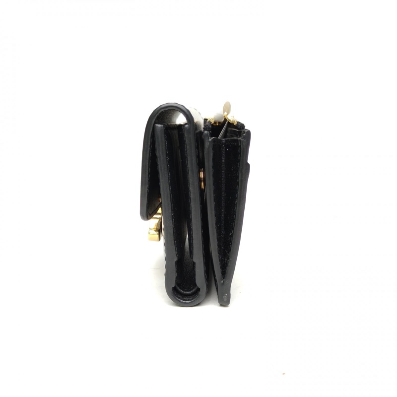 CELINE 黑色牛皮錢包三折-1