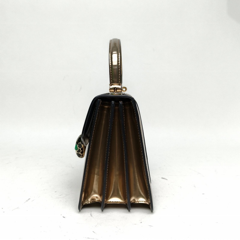 BVLGARI SerpentiForever風琴蛇頭包小號金色牛皮-1