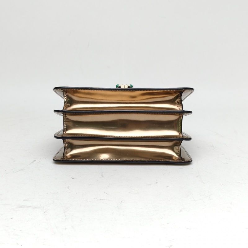 BVLGARI SerpentiForever風琴蛇頭包小號金色牛皮-3