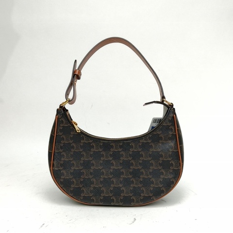 CELINE AVA豌豆包腋下包中號凱旋門印花褐色PVC金扣