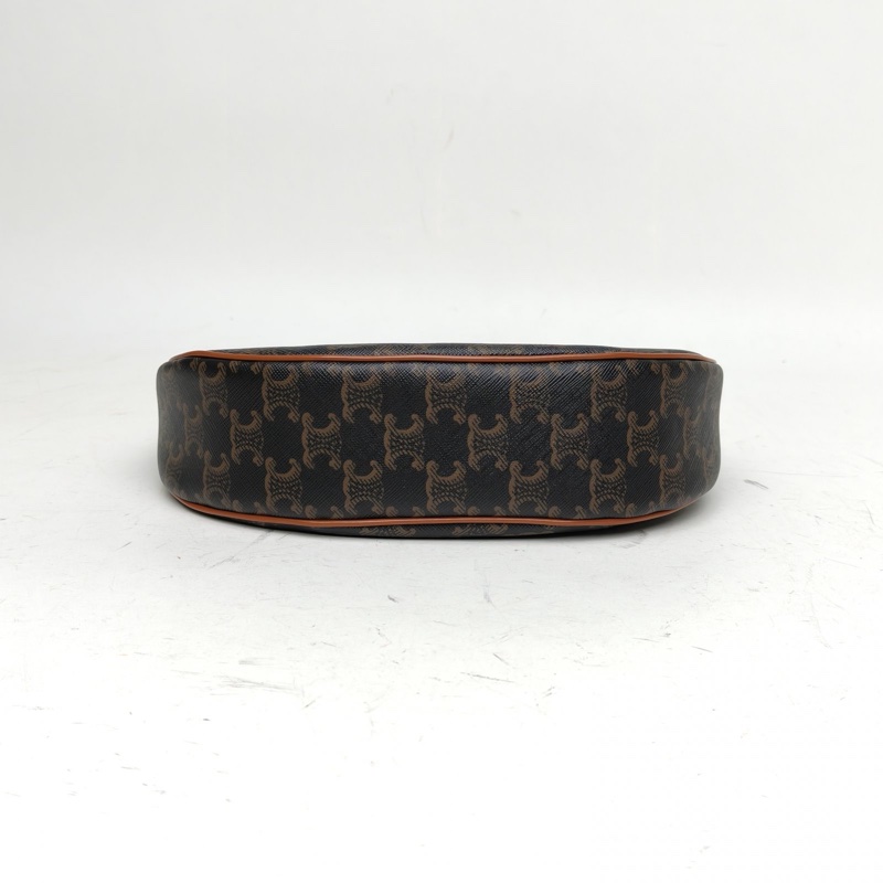 CELINE AVA豌豆包腋下包中號凱旋門印花褐色PVC金扣-3