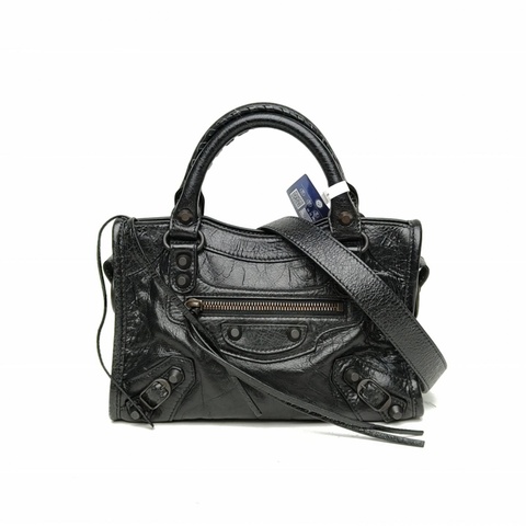 BALENCIAGA CLASSICCITY機車包Mini黑色羊皮鎢鋼扣
