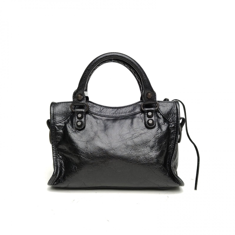 BALENCIAGA CLASSICCITY機車包Mini黑色羊皮鎢鋼扣-2