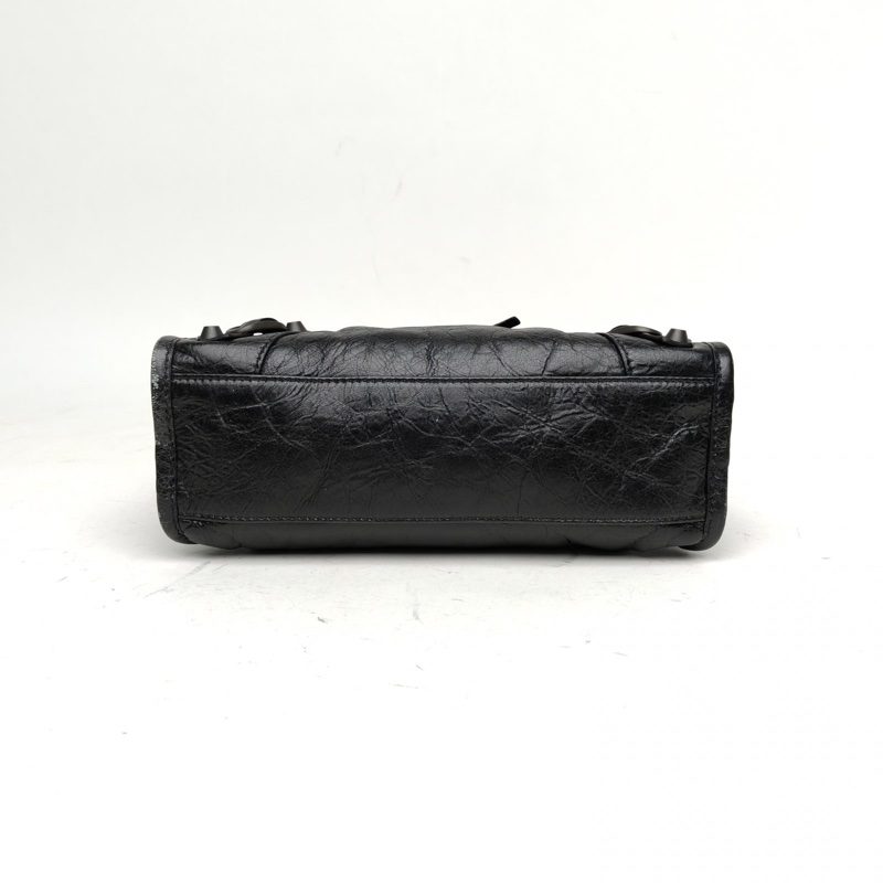 BALENCIAGA CLASSICCITY機車包Mini黑色羊皮鎢鋼扣-3