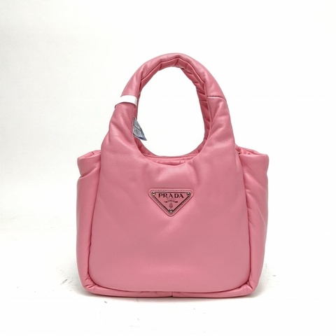 PRADA 粉色羊皮softhobo菜籃子手提包