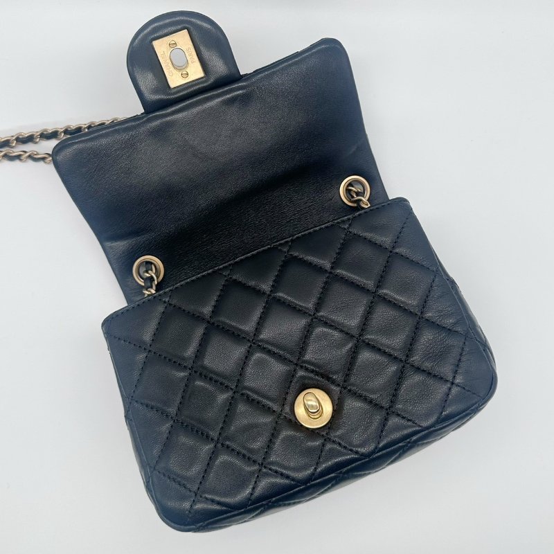 CHANEL 黑色金球方胖子(小羊皮)-6