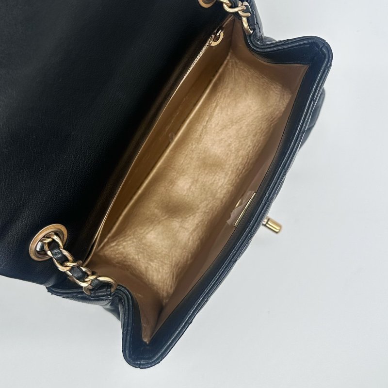 CHANEL 黑色金球方胖子(小羊皮)-11