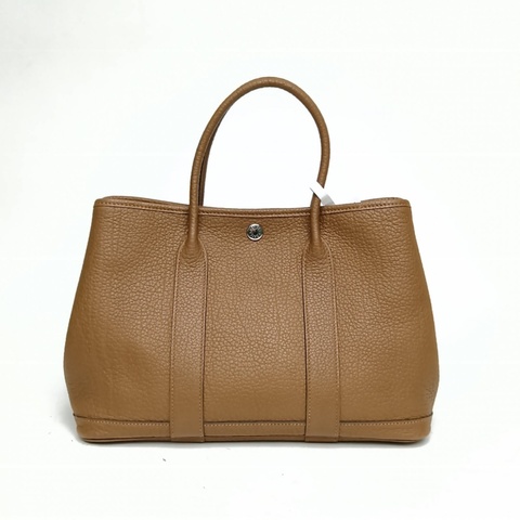 HERMES GardenParty花園包30赭石色NEGONA皮D刻銀扣