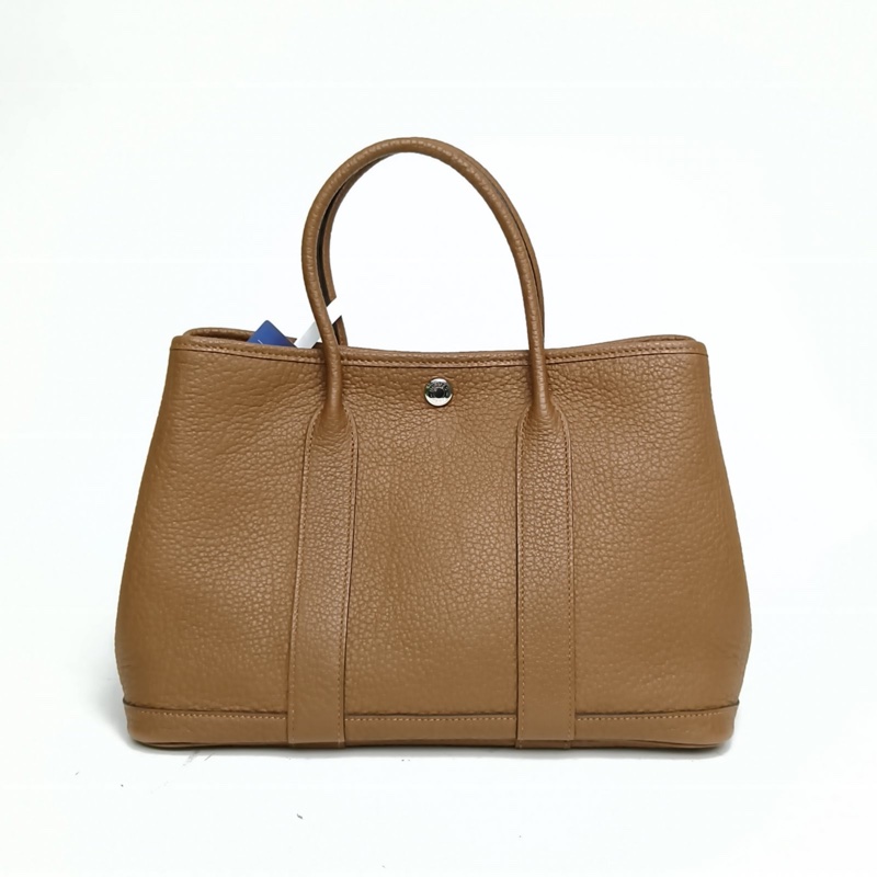 HERMES GardenParty花園包30赭石色NEGONA皮D刻銀扣-2