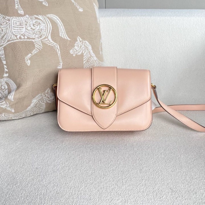 LV全皮Pont9郵差包 芯片款 粉色 金扣 牛皮23*15*7  95新 配件塵袋-2