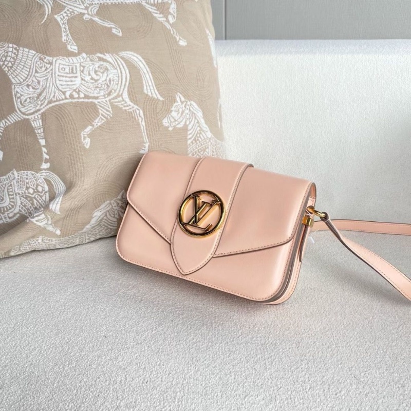 LV全皮Pont9郵差包 芯片款 粉色 金扣 牛皮23*15*7  95新 配件塵袋-4