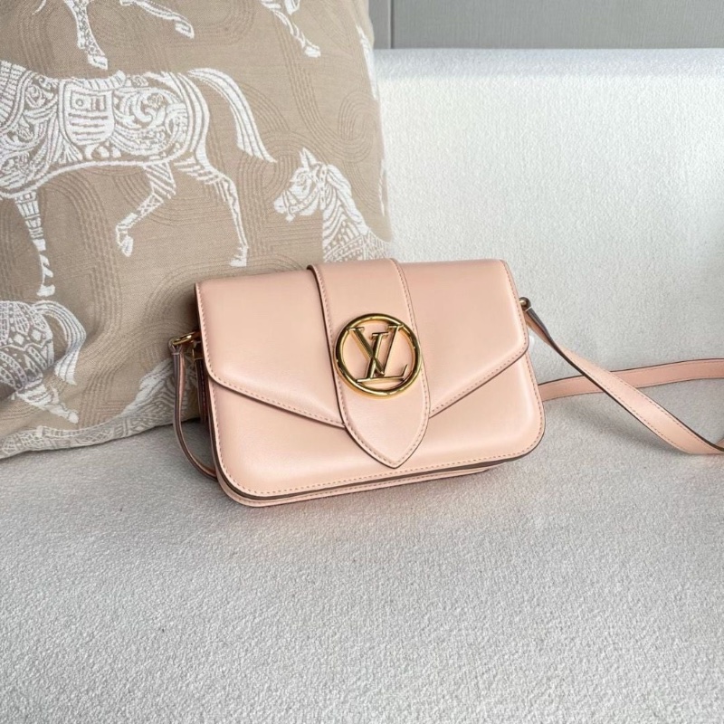 LV全皮Pont9郵差包 芯片款 粉色 金扣 牛皮23*15*7  95新 配件塵袋-6