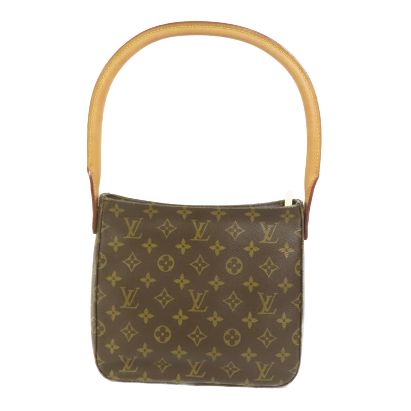 LOUIS VUITTON Monogram Looping MM金扣肩背袋棕色-1