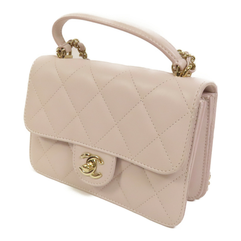 CHANEL 牛皮皮革Handle Flap金扣手挽肩背兩用袋-2