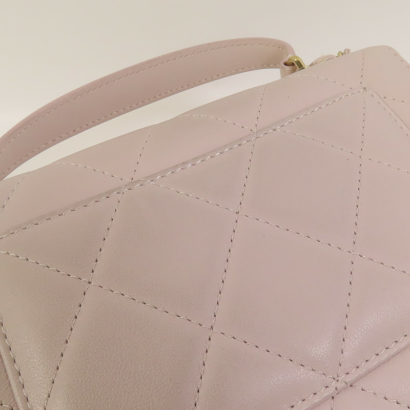 CHANEL 牛皮皮革Handle Flap金扣手挽肩背兩用袋-14