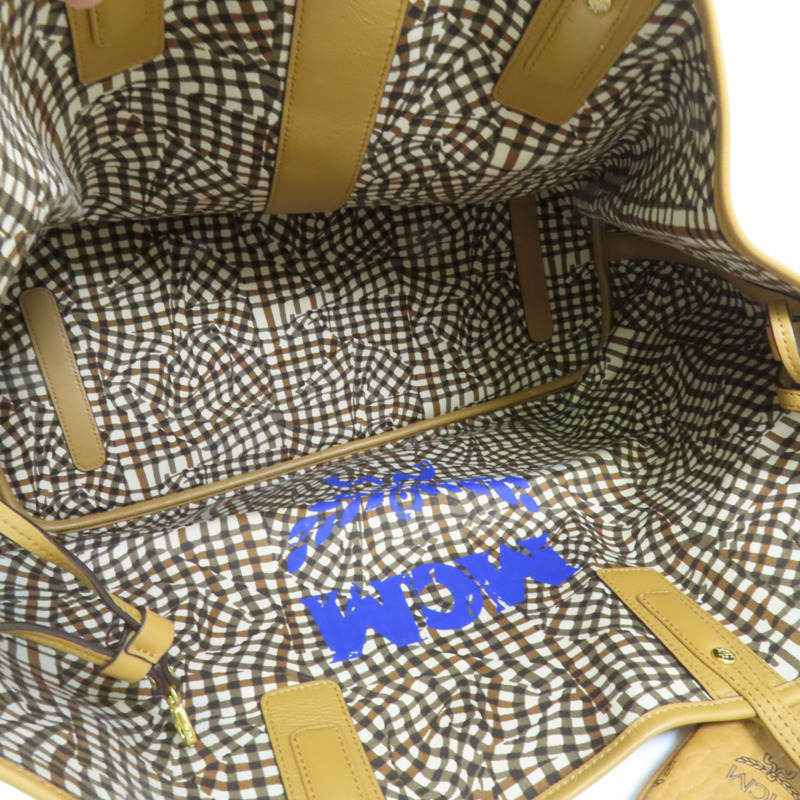 MCM 塗層帆布Tote Bag金扣肩背袋-4