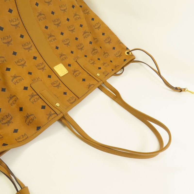 MCM 塗層帆布Tote Bag金扣肩背袋-5