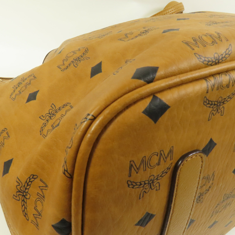 MCM 塗層帆布Tote Bag金扣肩背袋-11