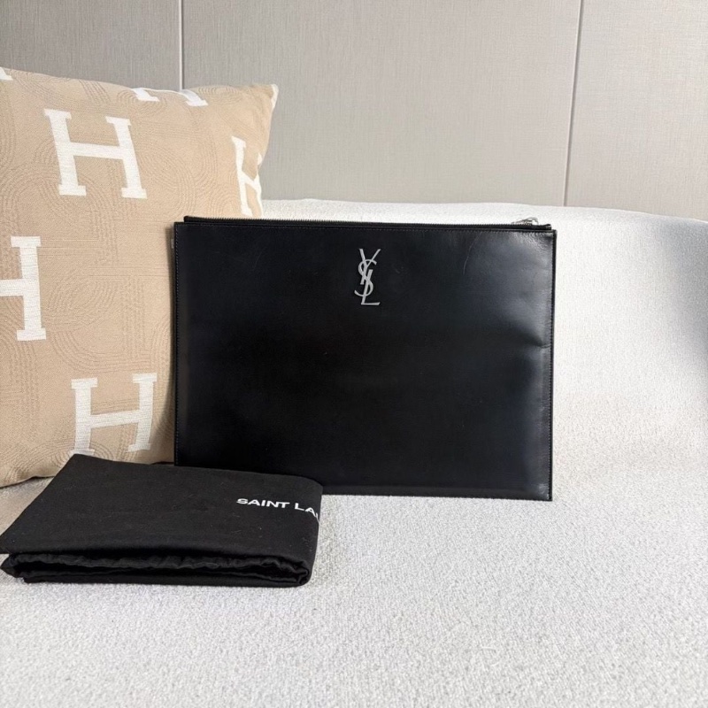 YSL黑色全皮手拿包35*26   9新  配件塵袋-2