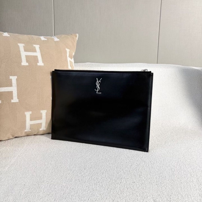 YSL黑色全皮手拿包35*26   9新  配件塵袋-5