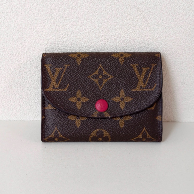 lv 路易威登/Louis Vuitton 塗層帆布紅豆豆短款錢包-0