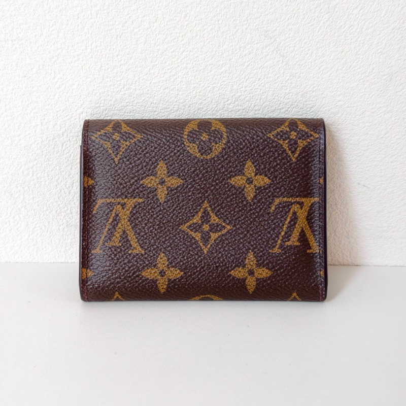 lv 路易威登/Louis Vuitton 塗層帆布紅豆豆短款錢包-2