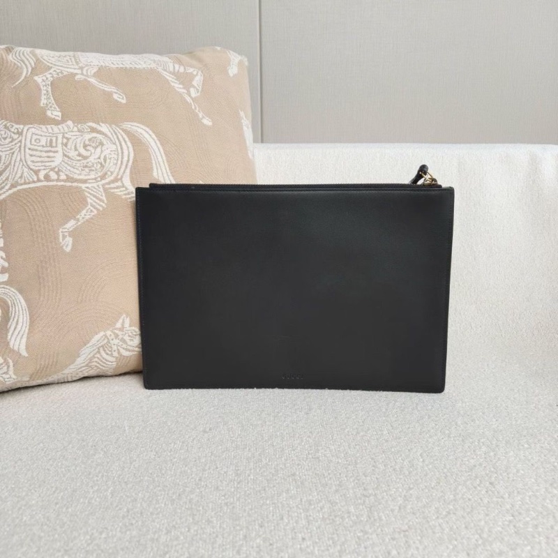 Gucci 全皮字母印花手拿包 黑色牛皮30*20  9新 配件塵袋-2