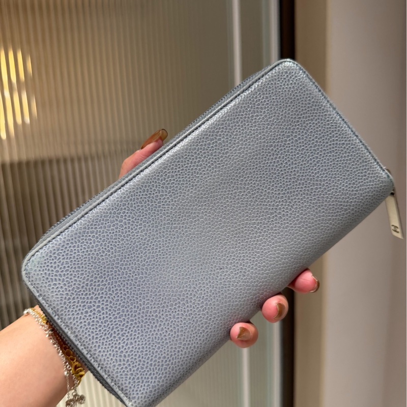 Chanel 香奈兒  霧貍藍 荔枝牛皮 手拿包 長夾 錢包 卡夾 皮夾 卡包 錢夾 零錢包-2