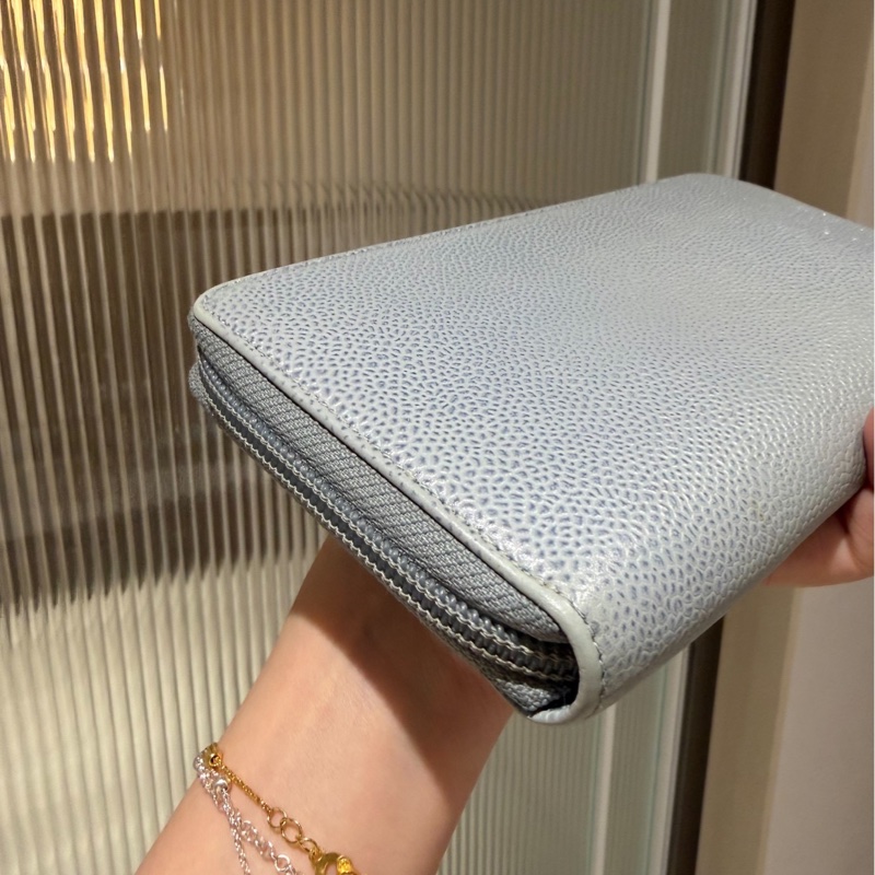 Chanel 香奈兒  霧貍藍 荔枝牛皮 手拿包 長夾 錢包 卡夾 皮夾 卡包 錢夾 零錢包-3