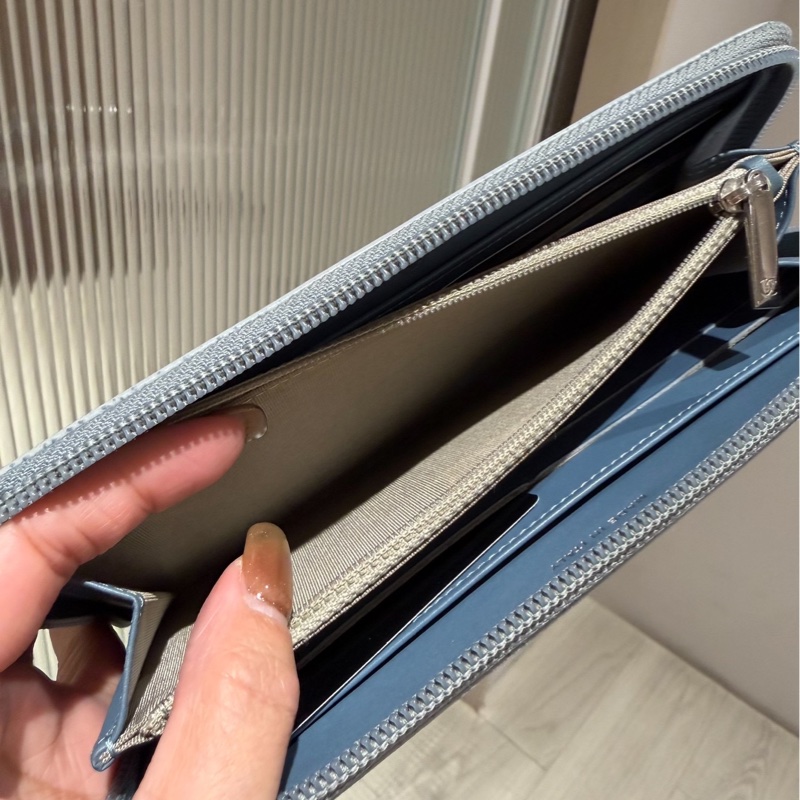 Chanel 香奈兒  霧貍藍 荔枝牛皮 手拿包 長夾 錢包 卡夾 皮夾 卡包 錢夾 零錢包-10