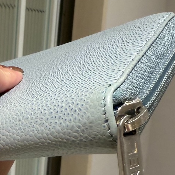 Chanel 香奈兒  霧貍藍 荔枝牛皮 手拿包 長夾 錢包 卡夾 皮夾 卡包 錢夾 零錢包-11