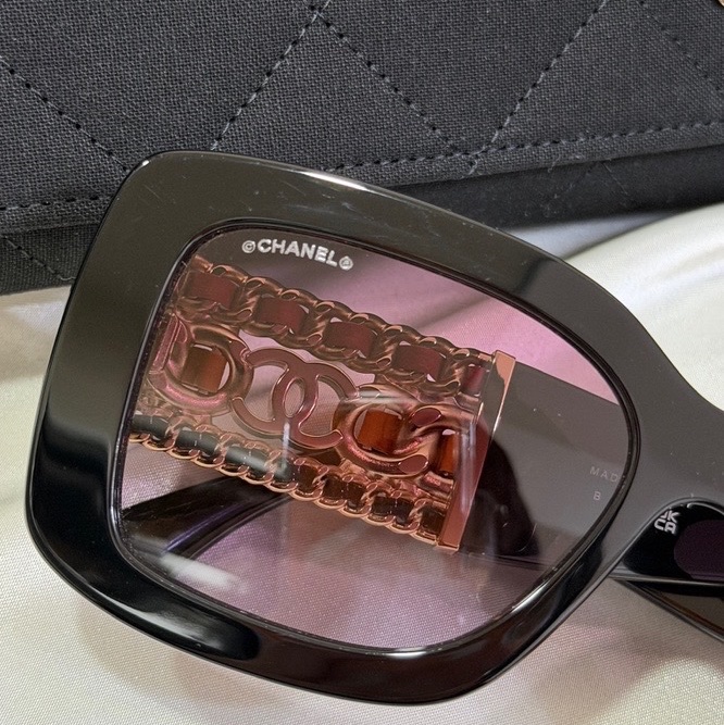 香奈兒Chanel 紫色漸層方形眼鏡 重工設計 不撞款 原價35000-31